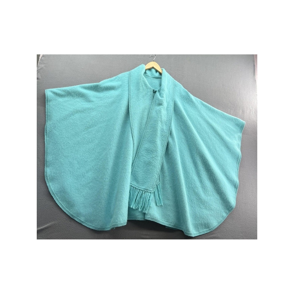 Ccahuantico Alpaca Cape Poncho Women's One Size Turquoise Fringe Scarf Cape Wrap